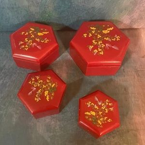 NESTING BOXES VINTAGE VINTAGE 1980’s ORIENTAL FLORAL Nesting BOXES